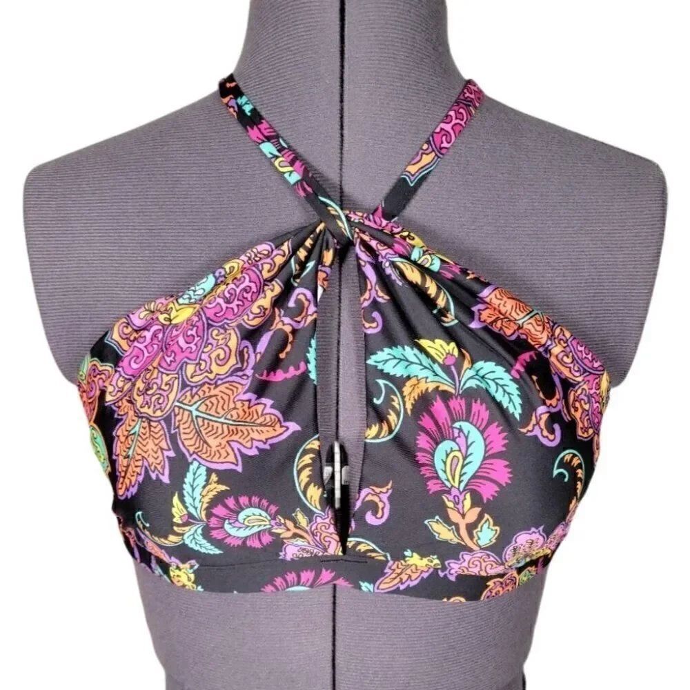 NWOT Cleanwater Floral Keyhole Bikini Top Sz XS